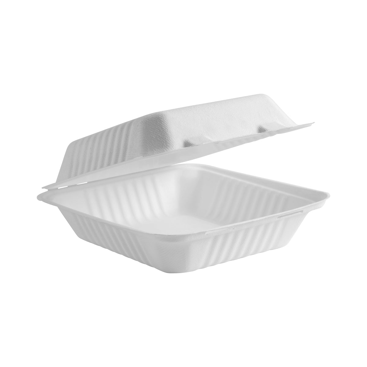 B-DHL-81-PF BioPak BioCane Dinner Clam Plant Fibre White 200x220x80mm Native Wholesale Hospitality Supplies Canberra