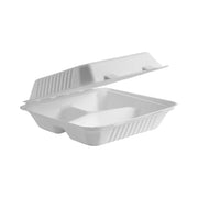 BP.B-HL-93-PF BioPak BioCane Family Clam 3-Compartment Plant Fibre White 230x230x80mm Native Wholesale Hospitality Supplies Canberra