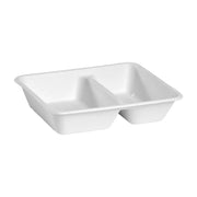 BP.B-LB-2C-W-PF BioPak BioCane Rectangular Takeaway Container 2-Compartment Plant Fibre White 240x180x50mm / 530ml+380ml Native Wholesale Hospitality Supplies Canberra