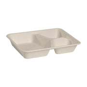 BP.B-LB-3C-N-PF BioPak BioCane Rectangular Takeaway Container 3-Compartment Plant Fibre Natural 240x180x40mm / 470ml+150ml+150ml Native Wholesale Hospitality Supplies Canberra