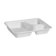 BP.B-LB-3C-W-PF BioPak BioCane Rectangular Takeaway Container 3-Compartment Plant Fibre White 240x180x40mm / 470ml+150ml+150ml Native Wholesale Hospitality Supplies Canberra