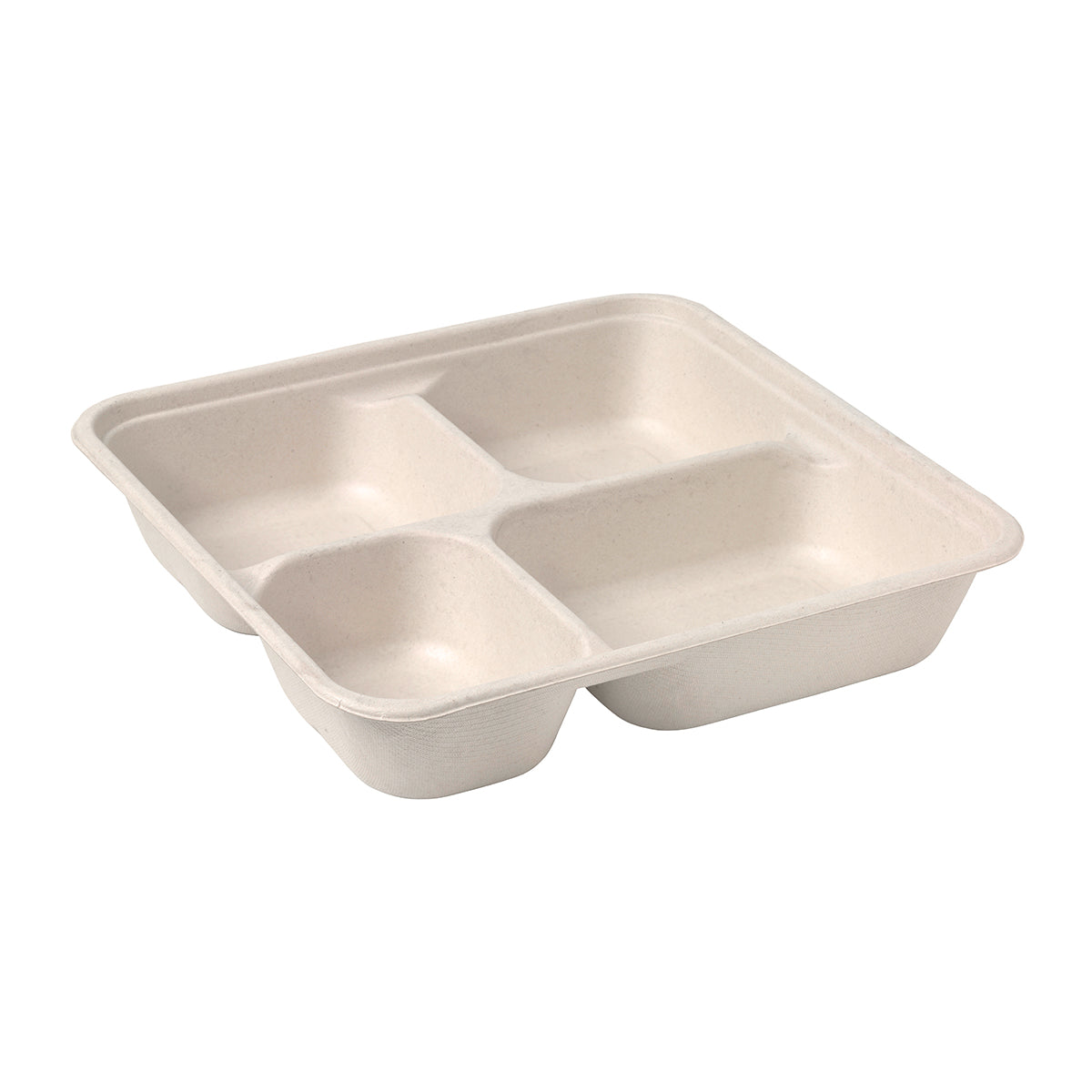B-LB-4C-N-LARGE-PF BioPak BioCane Square Takeaway Container Large 4-Compartment Plant Fibre Natural 232x232x46mm / 310ml+310ml+400ml+220ml Native Wholesale Hospitality Supplies Canberra