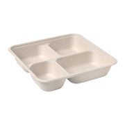 BP.B-LB-4C-N-LARGE-PF BioPak BioCane Square Takeaway Container Large 4-Compartment Plant Fibre Natural 232x232x46mm / 310ml+310ml+400ml+220ml Native Wholesale Hospitality Supplies Canberra