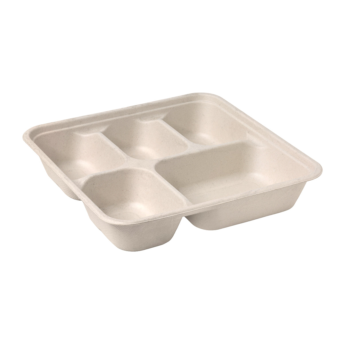 B-LB-5C-N-LARGE-PF BioPak BioCane Square Takeaway Container Large 5-Compartment Plant Fibre Natural 232x232x46mm / 180ml+180ml+180ml+400ml+220ml Native Wholesale Hospitality Supplies Canberra