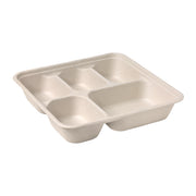 BP.B-LB-5C-N-LARGE-PF BioPak BioCane Square Takeaway Container Large 5-Compartment Plant Fibre Natural 232x232x46mm / 180ml+180ml+180ml+400ml+220ml Native Wholesale Hospitality Supplies Canberra
