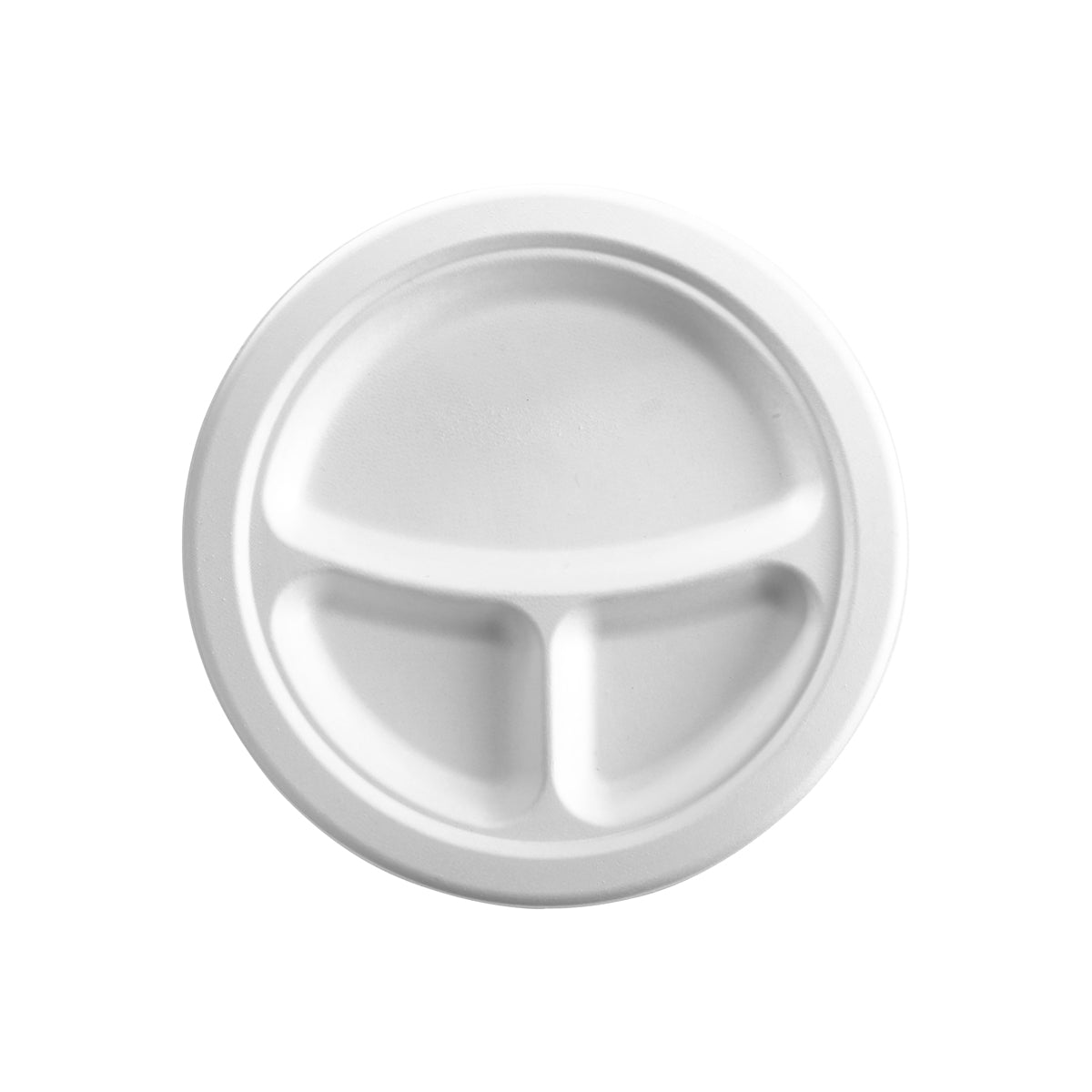 B-PL-93-PF BioPak BioCane Round Plate 3-Compartment Plant Fibre White 230mm / 9" Native Wholesale Hospitality Supplies Canberra