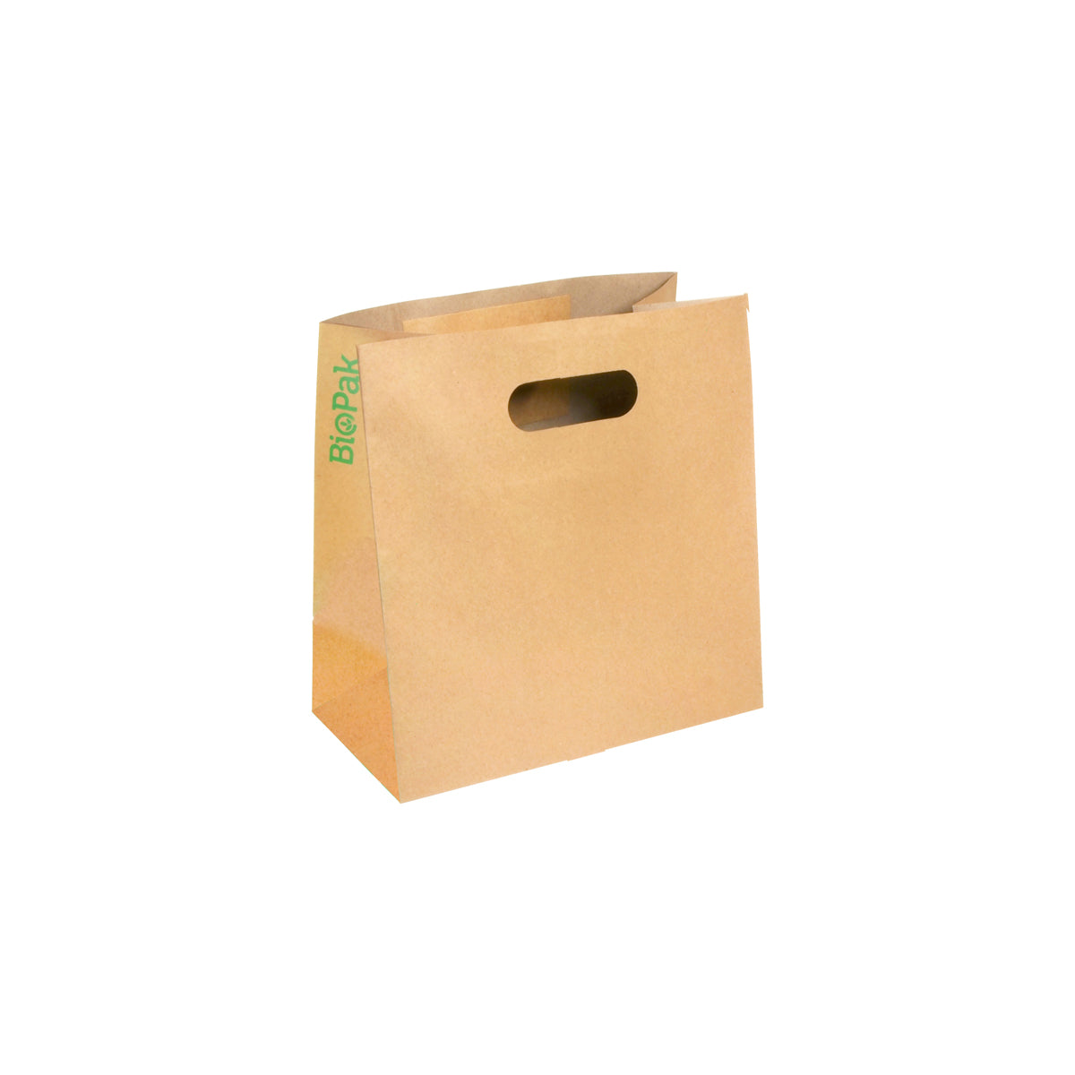 BAG-TA-D-SMALL BioPak FSC Paper Bag Small with Die Cut Handles Kraft 270x280x145mm Native Wholesale Hospitality Supplies Canberra