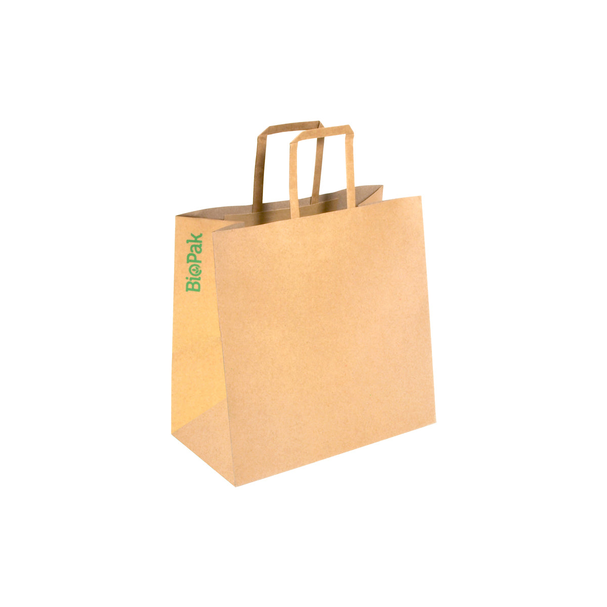 BAG-TA-F-SMALL BioPak FSC Paper Bag Small with Flat Handles Kraft 280x275x150mm Native Wholesale Hospitality Supplies Canberra
