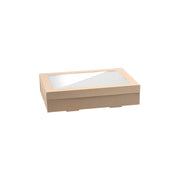 BP.BB-CBWL-M BioPak FSC BioBoard & Clear PLA Catering Tray Window Lid Medium Kraft 364x255x30mm Native Wholesale Hospitality Supplies Canberra