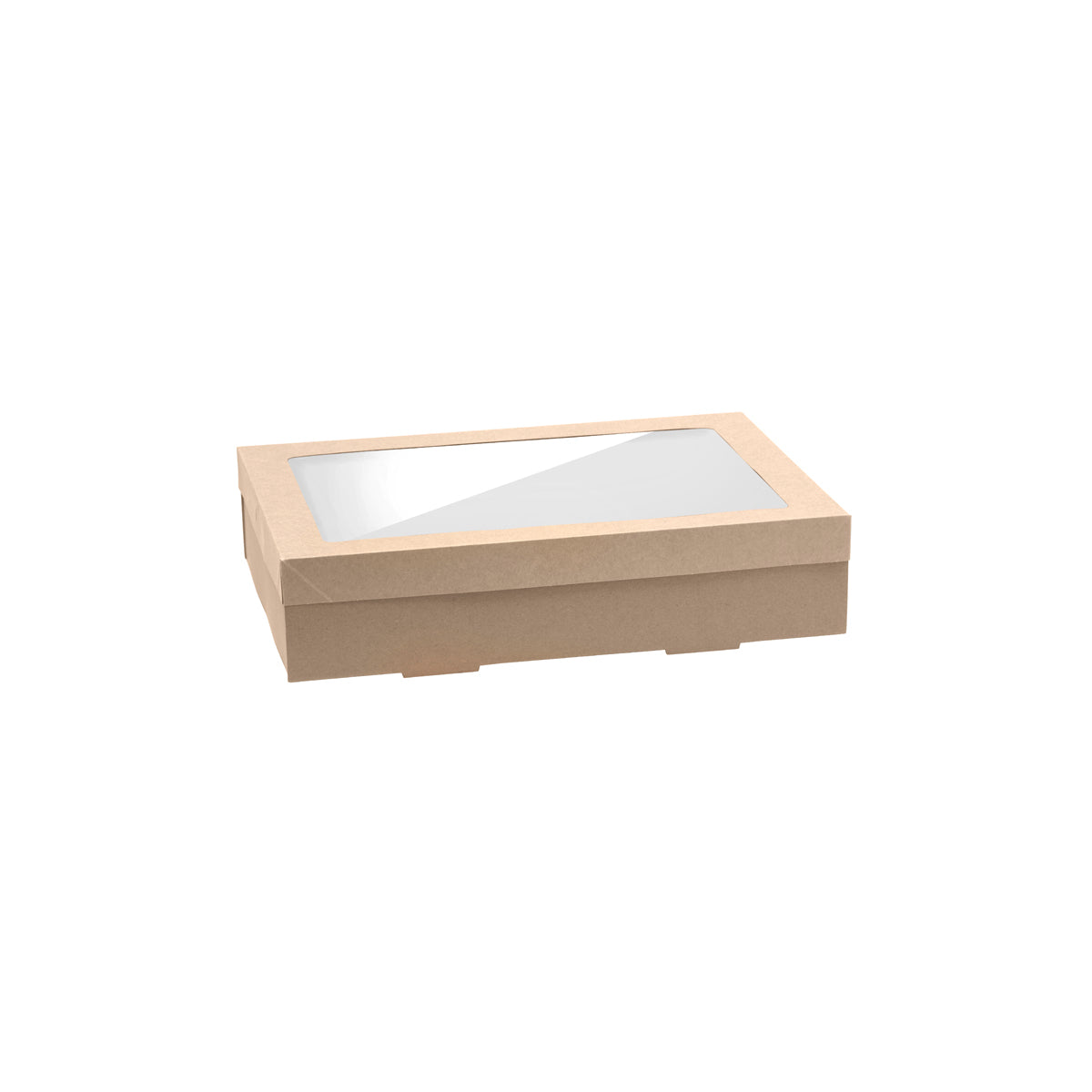 BP.BB-CBWL-M BioPak FSC BioBoard & Clear PLA Catering Tray Window Lid Medium Kraft 364x255x30mm Native Wholesale Hospitality Supplies Canberra