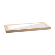 BP.BB-CBWL-L BioPak FSC BioBoard & Clear PLA Catering Tray Window Lid Large Kraft 564x255x30mm Native Wholesale Hospitality Supplies Canberra