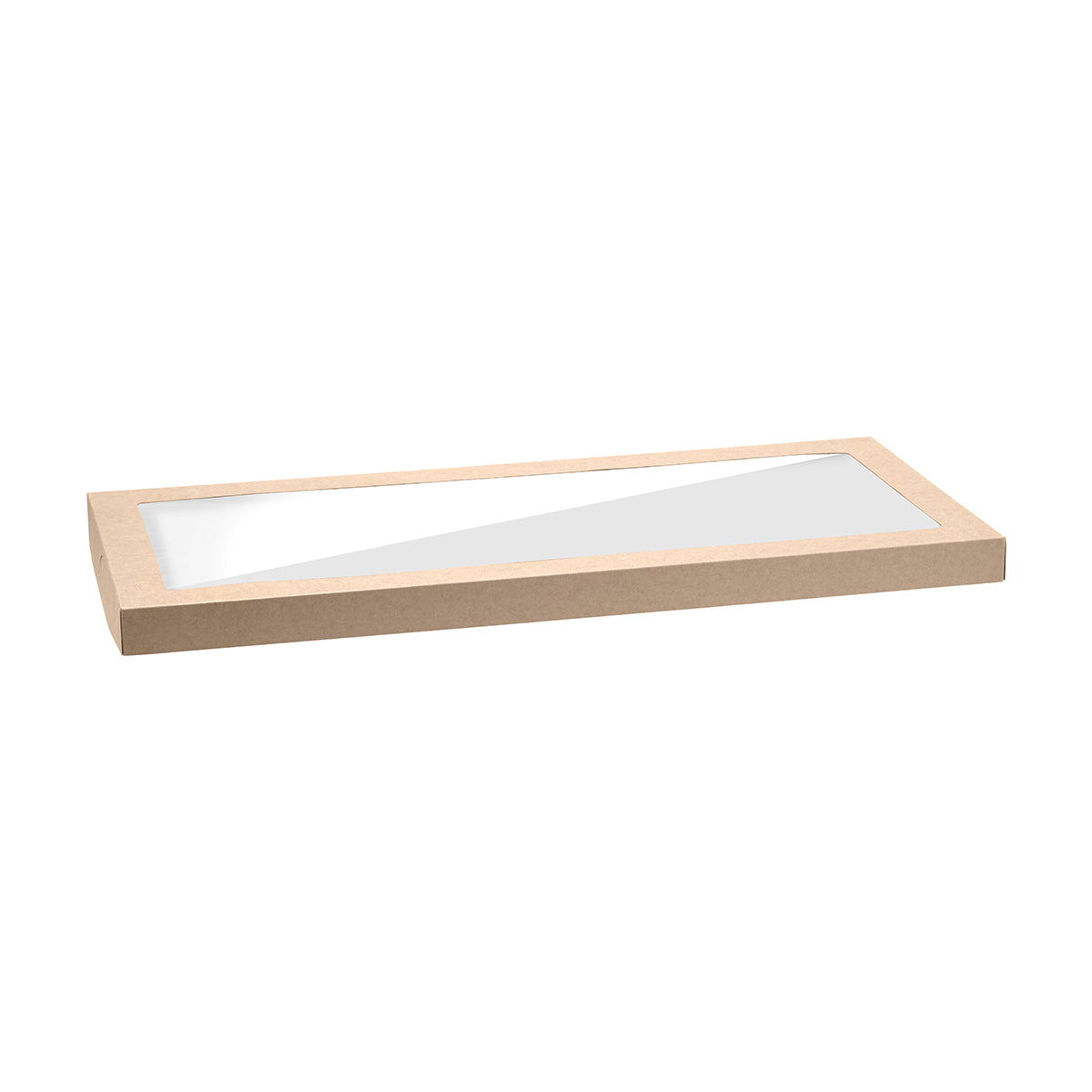 BP.BB-CBWL-L BioPak FSC BioBoard & Clear PLA Catering Tray Window Lid Large Kraft 564x255x30mm Native Wholesale Hospitality Supplies Canberra
