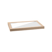 BB-CBWL-XL BioPak FSC BioBoard & Clear PLA Catering Tray Window Lid Extra Large Kraft 455x313x30mm Native Wholesale Hospitality Supplies Canberra