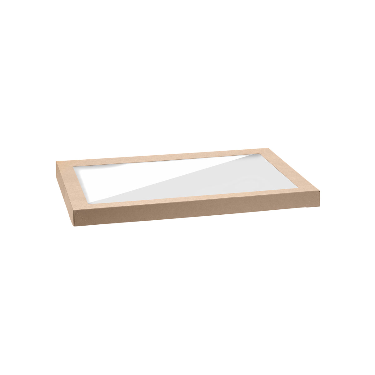 BB-CBWL-XL BioPak FSC BioBoard & Clear PLA Catering Tray Window Lid Extra Large Kraft 455x313x30mm Native Wholesale Hospitality Supplies Canberra