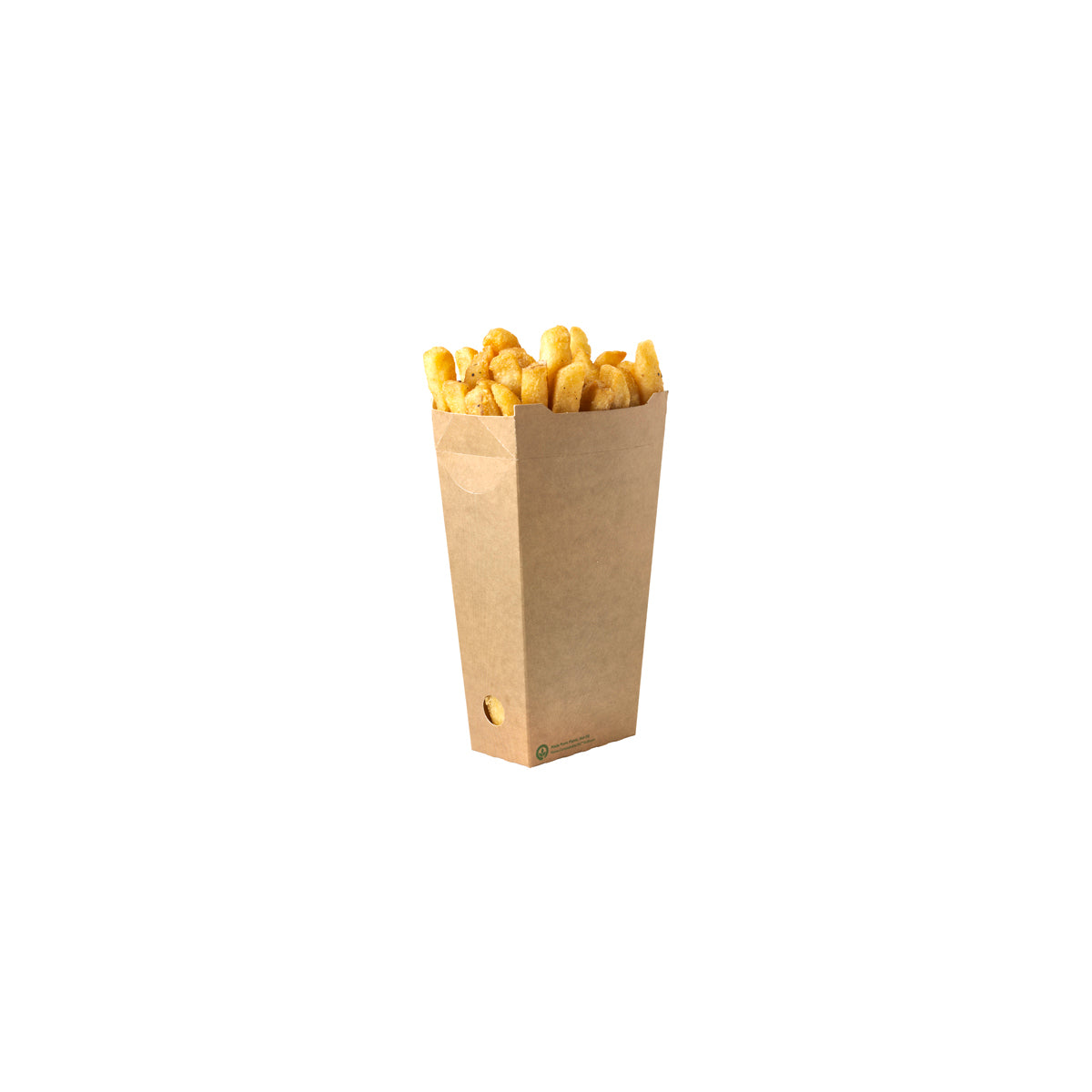 BP.BB-CHIP-L BioPak BioBoard Enclosed Chip Box Printed Kraft Look Large 100x55x150mm Native Wholesale Hospitality Supplies Canberra