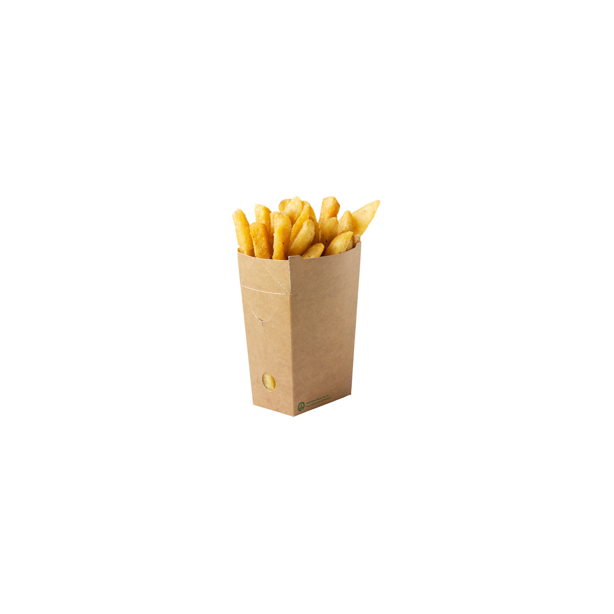 BP.BB-CHIP-S BioPak BioBoard Enclosed Chip Box Printed Kraft Look Small 85x56x100mm Native Wholesale Hospitality Supplies Canberra