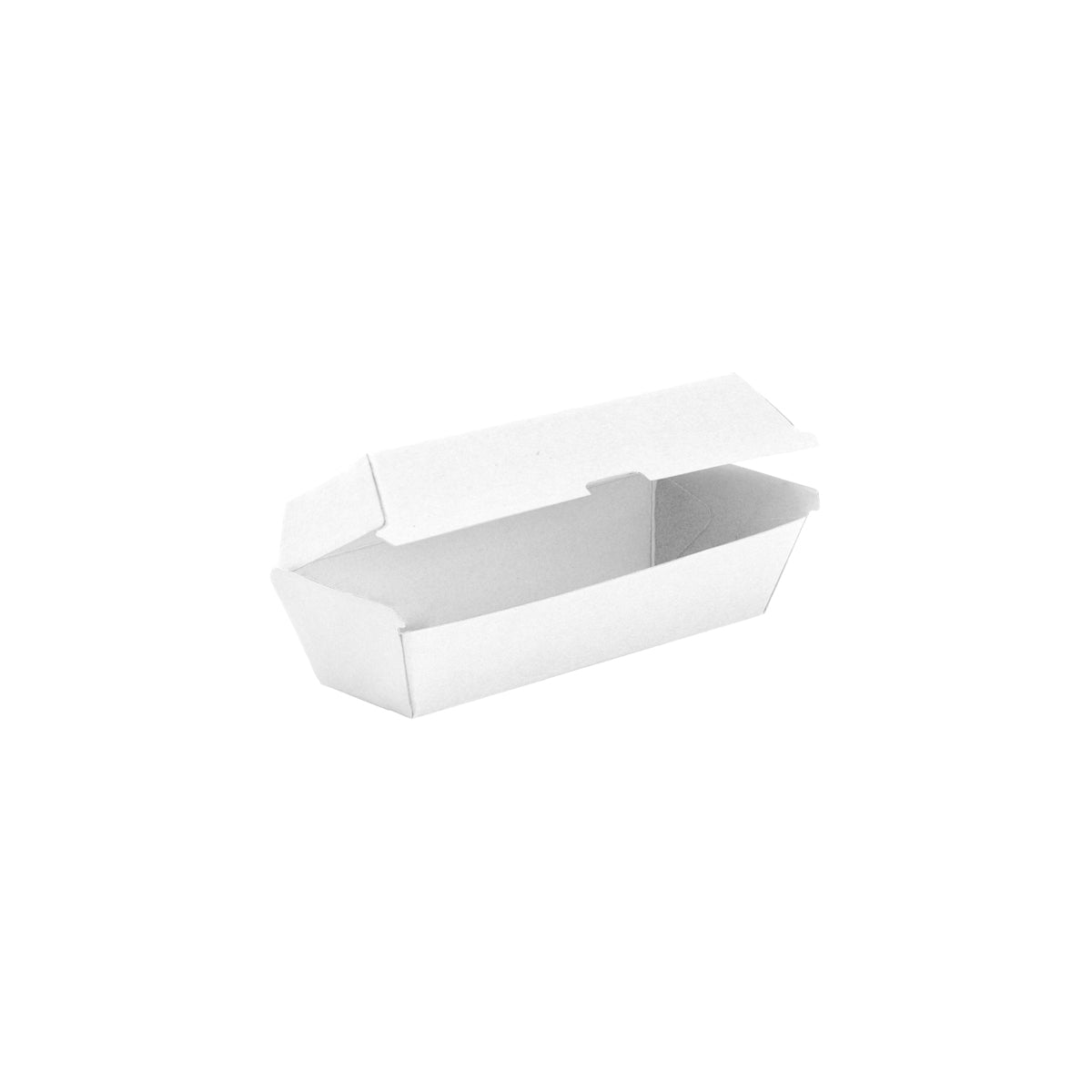 BB-HOT DOG BOX-W BioPak FSC BioBoard Hot Dog Box White 209x70x77mm Native Wholesale Hospitality Supplies Canberra
