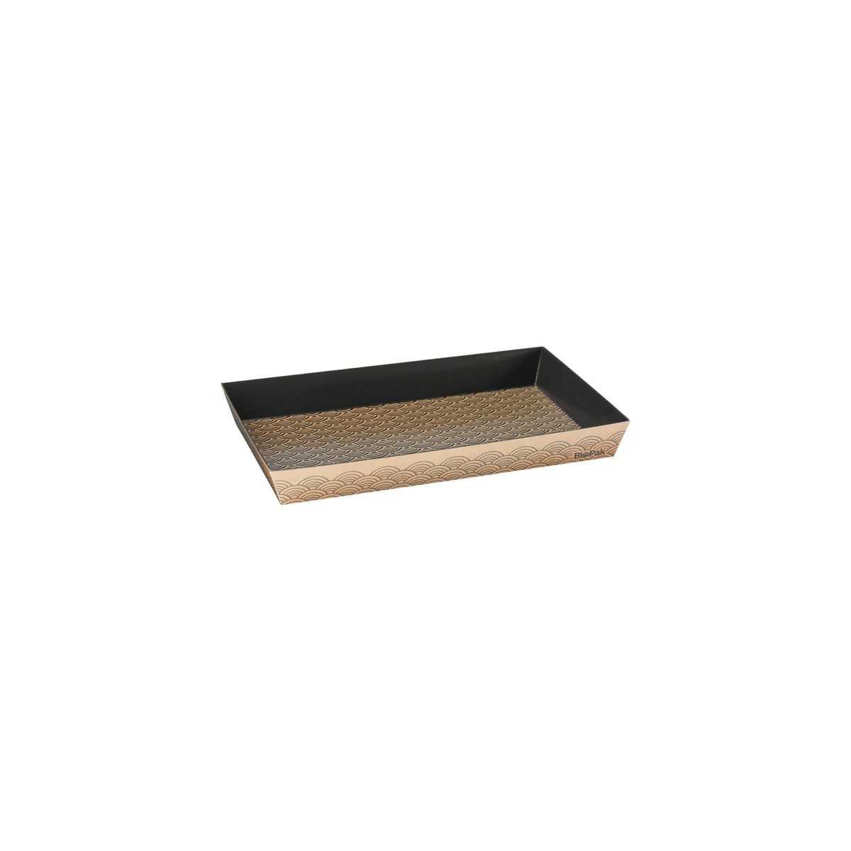 BB-ST-L BioPak FSC BioBoard Paper Sushi Tray Large Black & Kraft 204x125x24mm Native Wholesale Hospitality Supplies Canberra