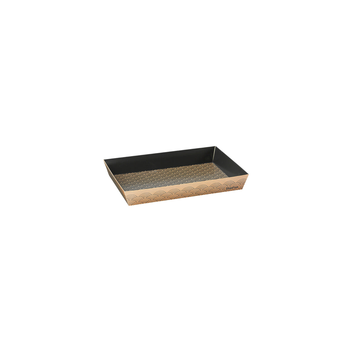 BB-ST-M BioPak FSC BioBoard Paper Sushi Tray Medium Black & Kraft 174x117x24mm Native Wholesale Hospitality Supplies Canberra