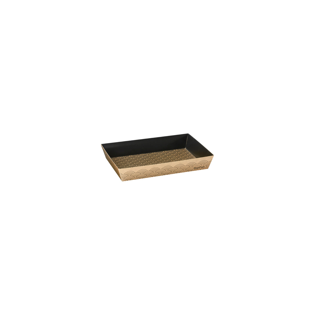 BB-ST-S BioPak FSC BioBoard Paper Sushi Tray Small Black & Kraft 152x102x24mm Native Wholesale Hospitality Supplies Canberra