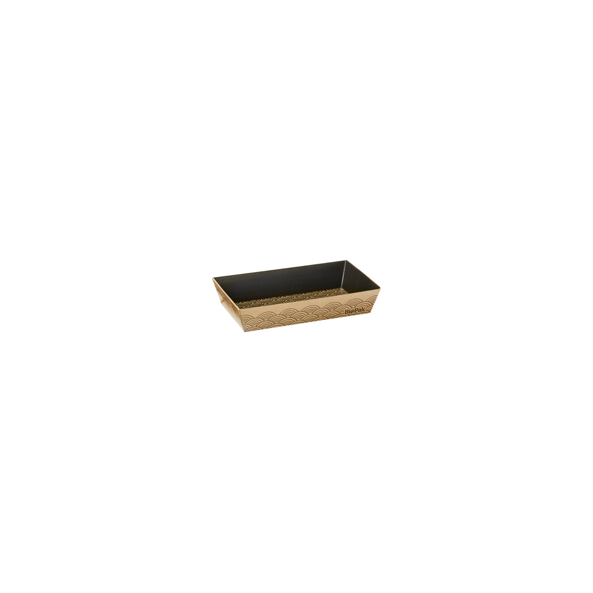 BB-ST-XS BioPak FSC BioBoard Paper Sushi Tray Extra Small Black & Kraft 128x72x24mm Native Wholesale Hospitality Supplies Canberra