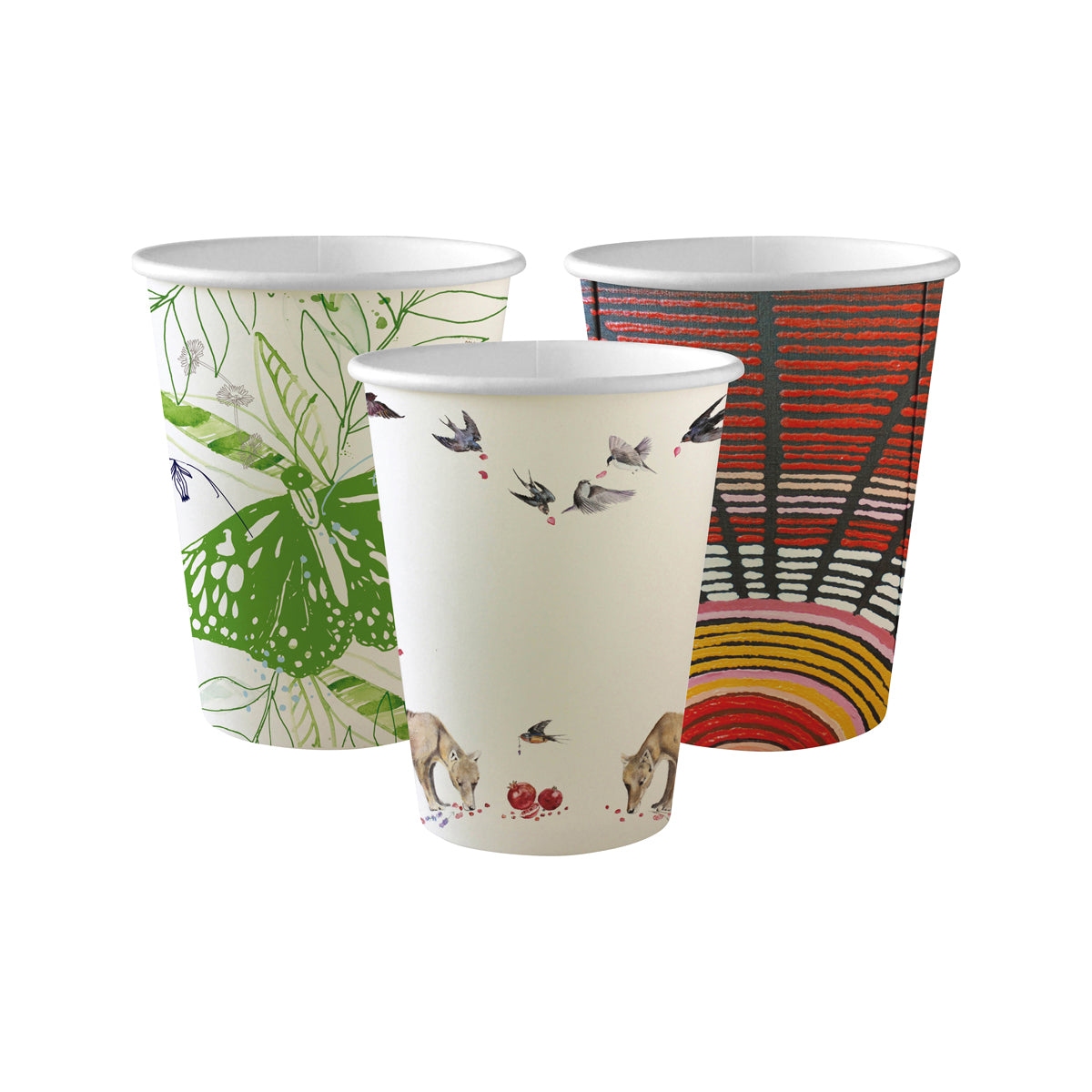 BC-12-ART BioPak Single Wall Art Series BioCup (90mm) 390ml / 12oz Native Wholesale Hospitality Supplies Canberra