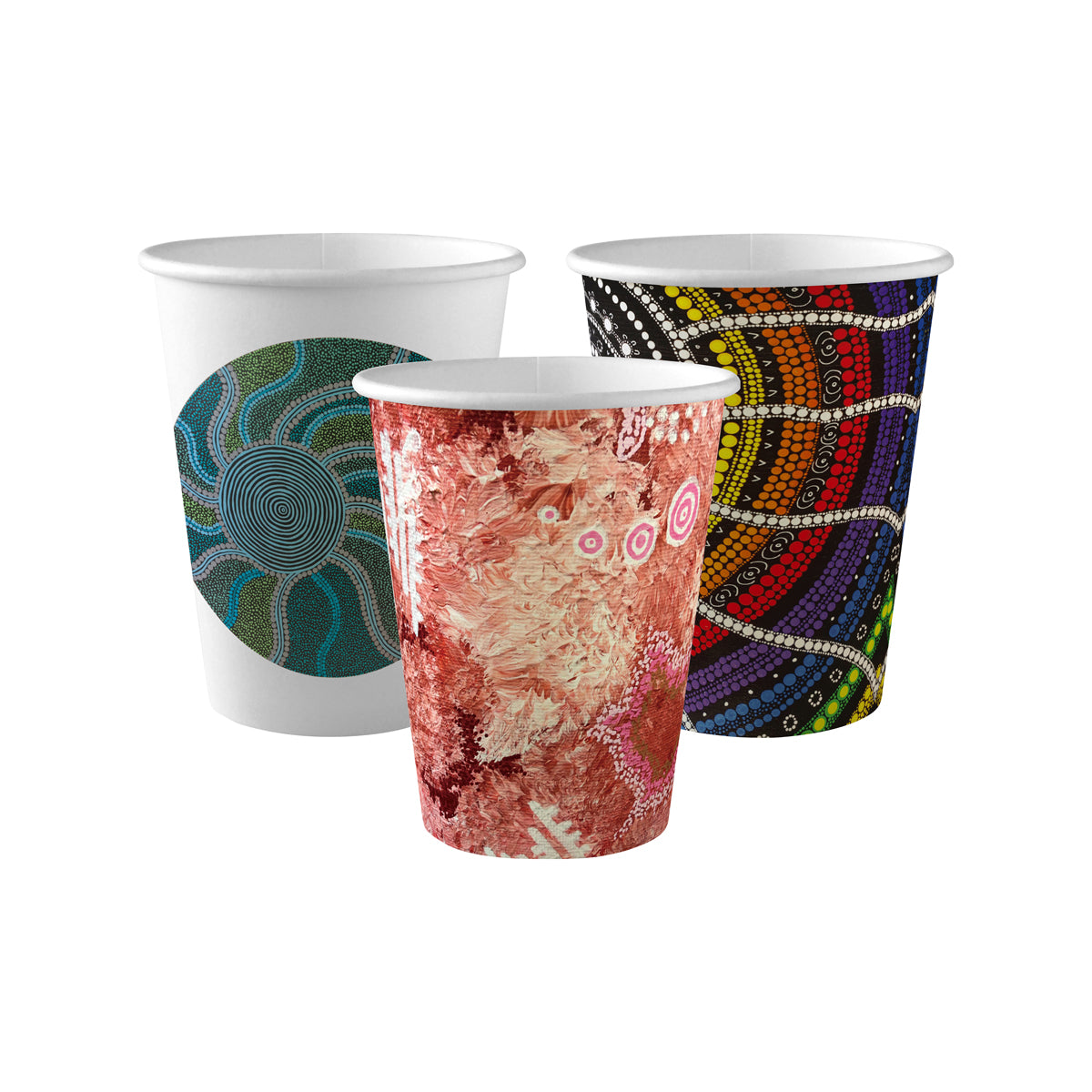 BC-12-CCAB-ART BioPak Single Wall Indigenous Art Series BioCup (90mm) 390m l /12oz Native Wholesale Hospitality Supplies Canberra