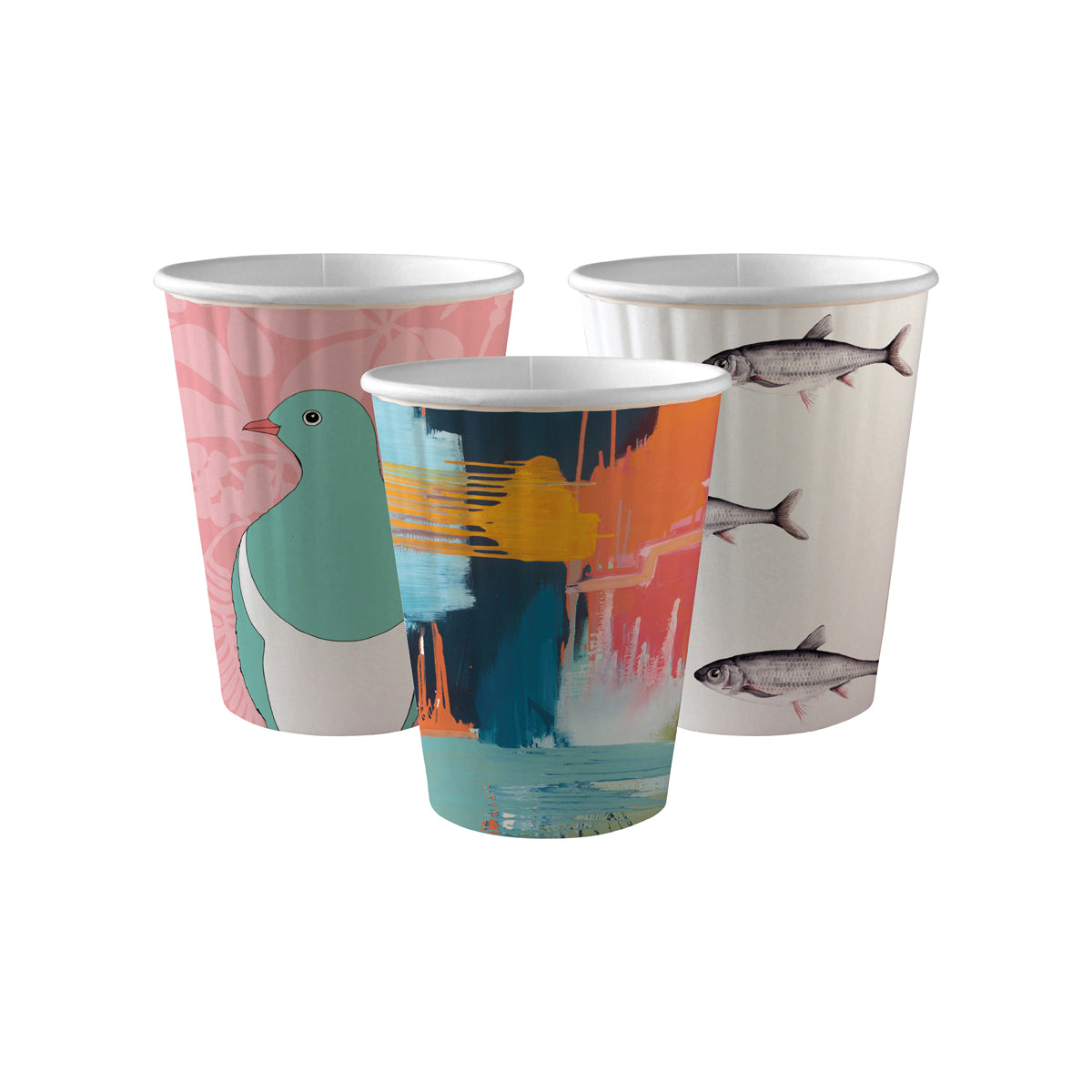 BC-12DW-ART BioPak Double Wall Art Series BioCup (90mm) 390ml / 12oz Native Wholesale Hospitality Supplies Canberra