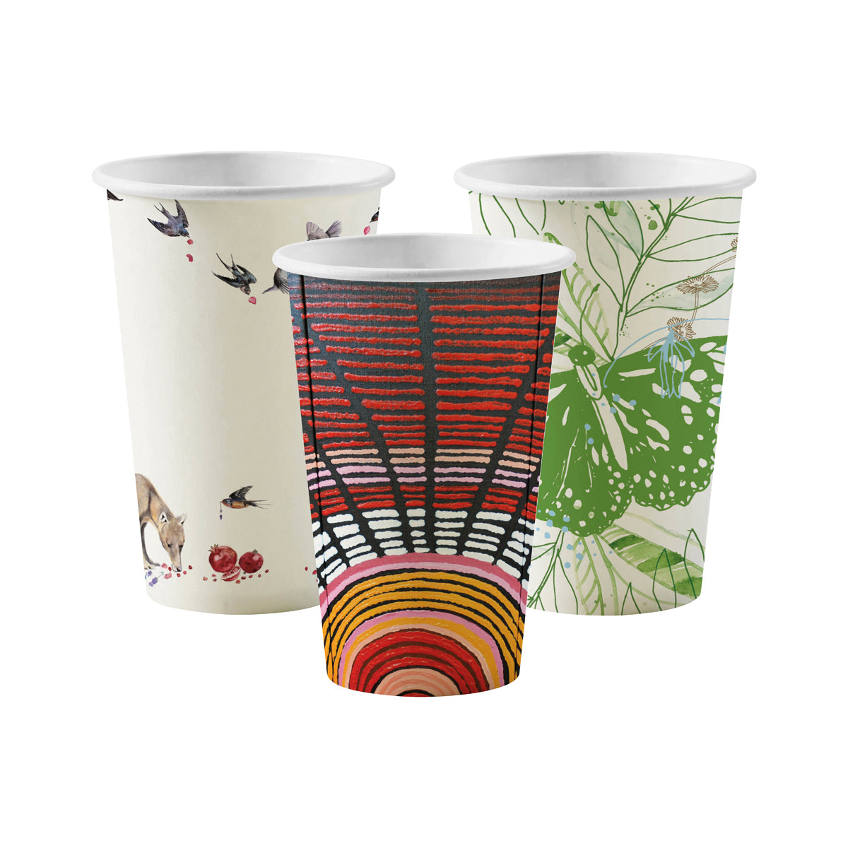 BC-12(80)-ART BioPak Single Wall Art Series BioCup (80mm) 350ml / 12oz Native Wholesale Hospitality Supplies Canberra