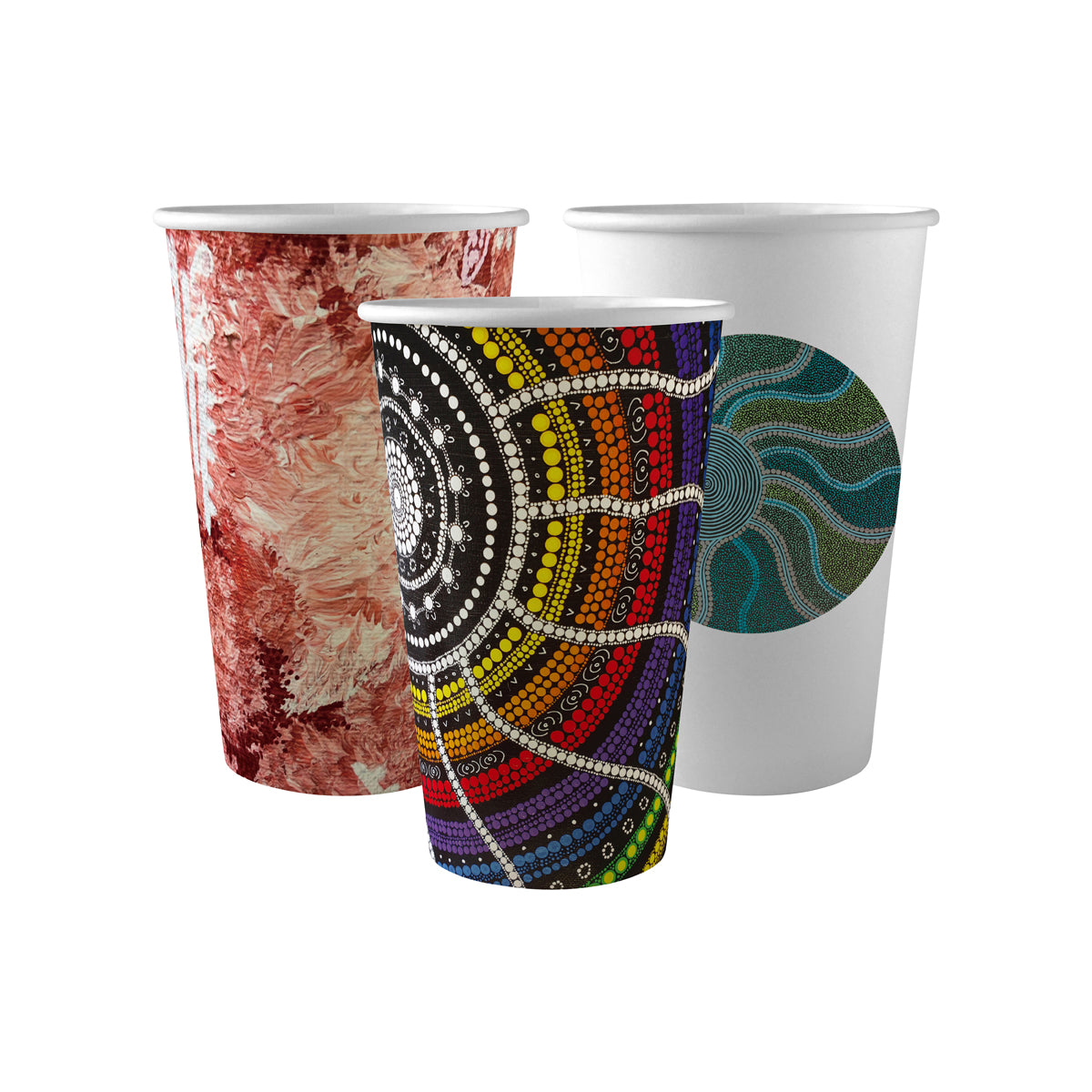 BC-16-CCAB-ART BioPak Single Wall Indigenous Art Series BioCup (90mm) 510ml / 16oz Native Wholesale Hospitality Supplies Canberra