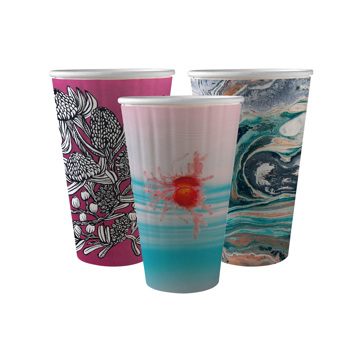 BC-16DW-ART BioPak Double Wall Art Series BioCup (90mm) 460ml / 16oz Native Wholesale Hospitality Supplies Canberra