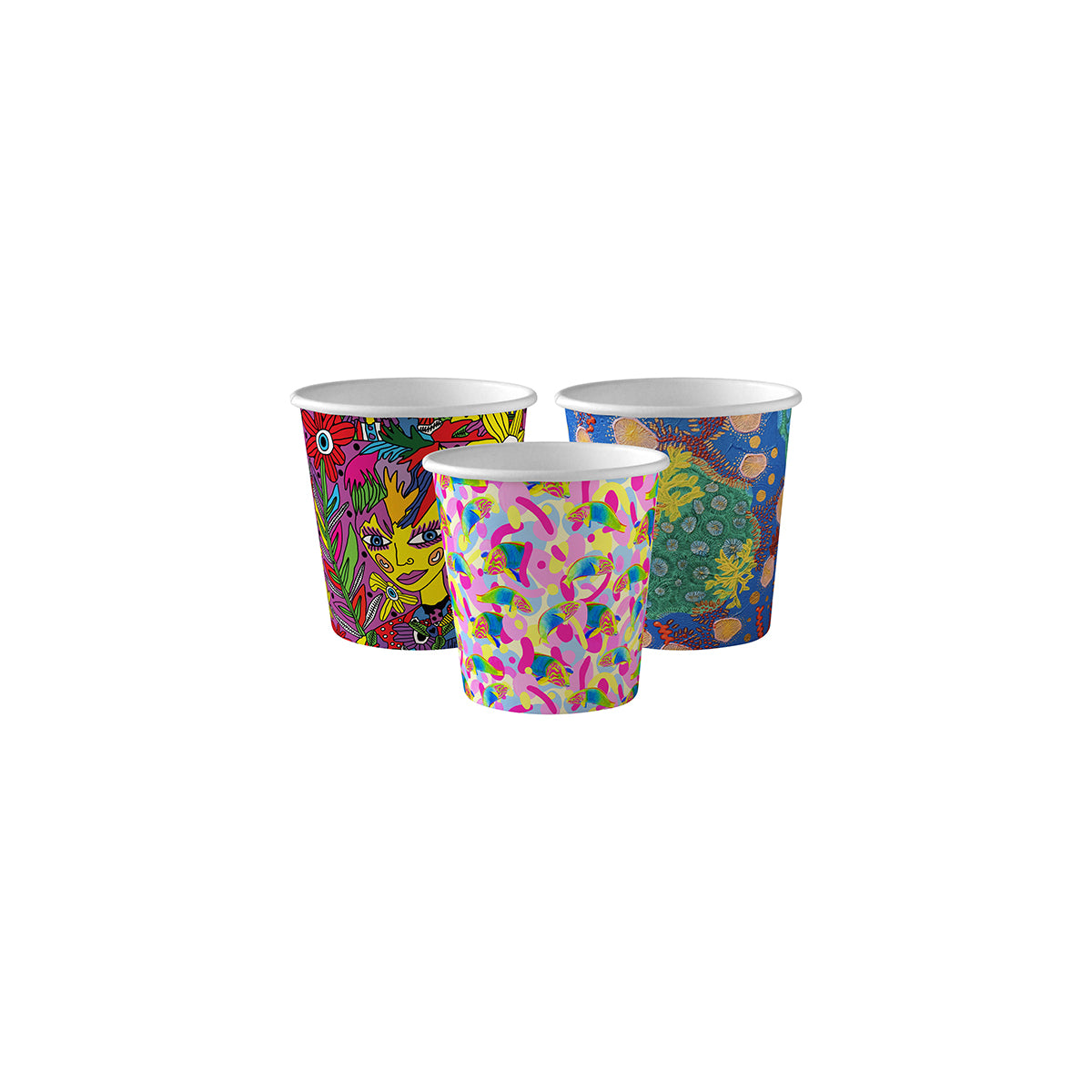 BC-4-ART SERIES BioPak Single Wall Art Series BioCup (63mm) 120ml / 4oz Native Wholesale Hospitality Supplies Canberra