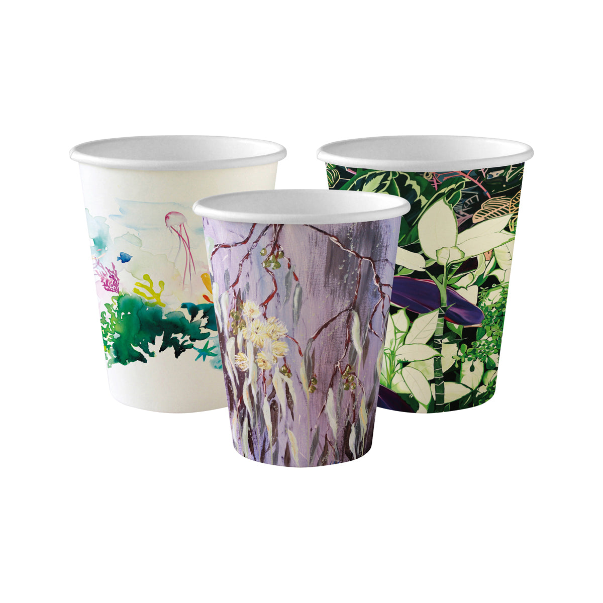 BC-8-ART BioPak Single Wall Art Series BioCup (80mm) 280ml / 8oz Native Wholesale Hospitality Supplies Canberra