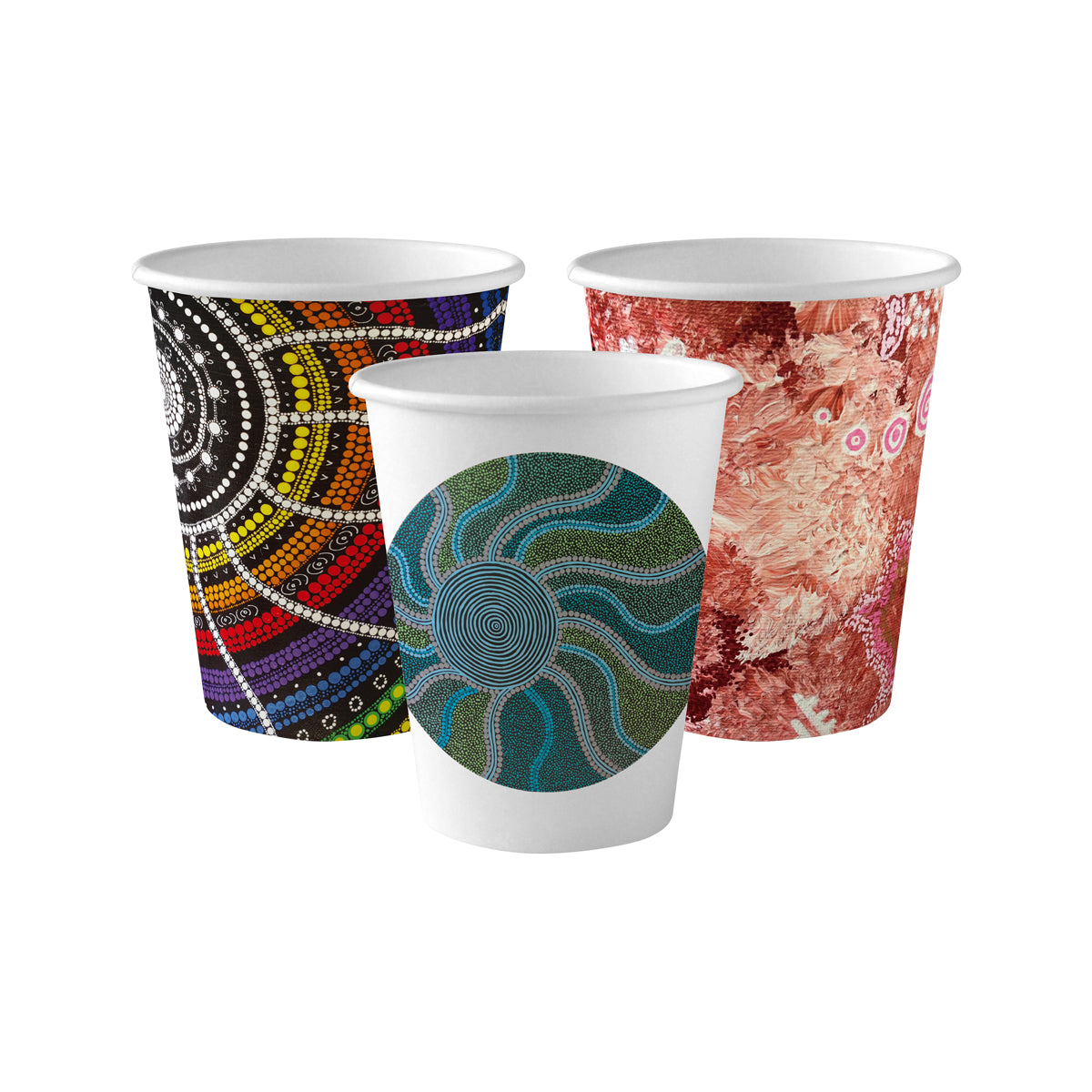 BC-8-CCAB-ART BioPak Single Wall Indigenous Art Series BioCup (80mm) 280ml / 8oz Native Wholesale Hospitality Supplies Canberra