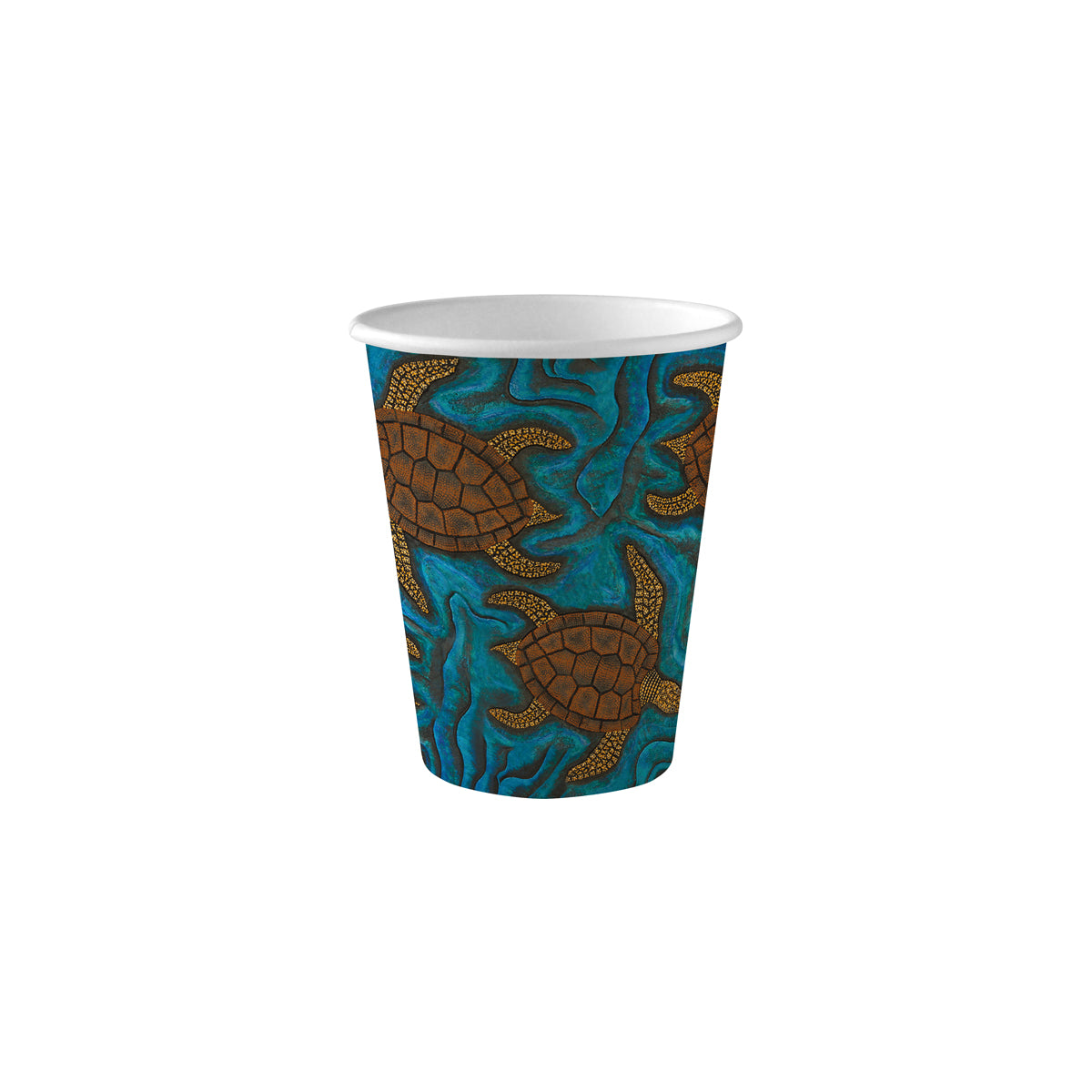 BC-8-CCAB BioPak Single Wall Indigenous Art BioCup (80mm) 280ml / 8oz Native Wholesale Hospitality Supplies Canberra