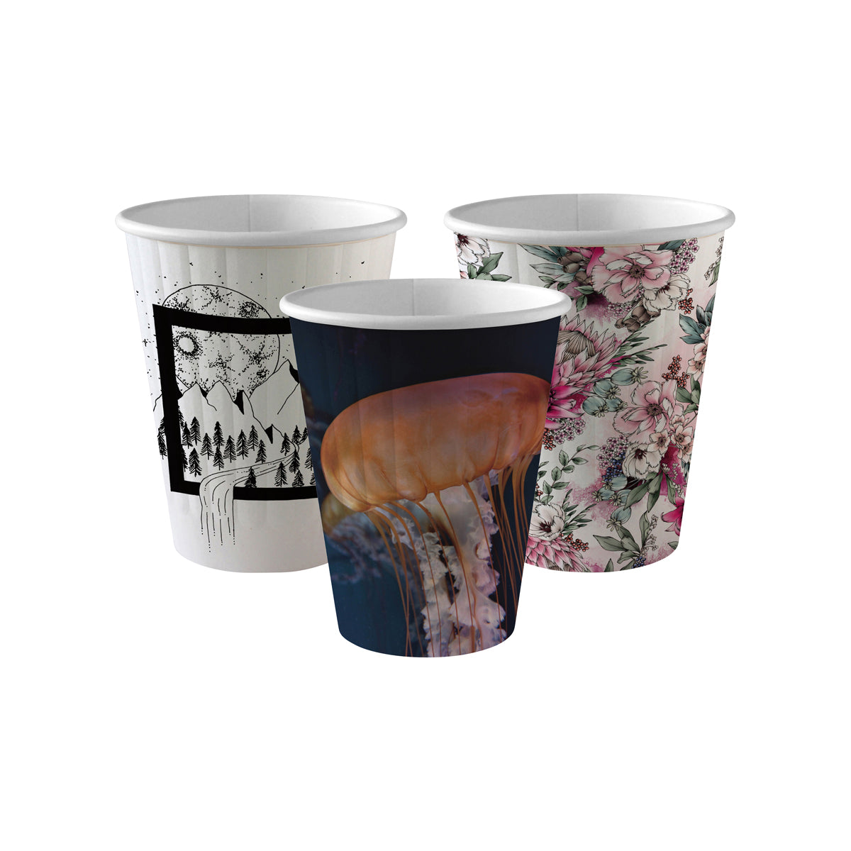 BC-8DW-ART BioPak Double Wall Art Series BioCup (80mm) 255ml / 8oz Native Wholesale Hospitality Supplies Canberra