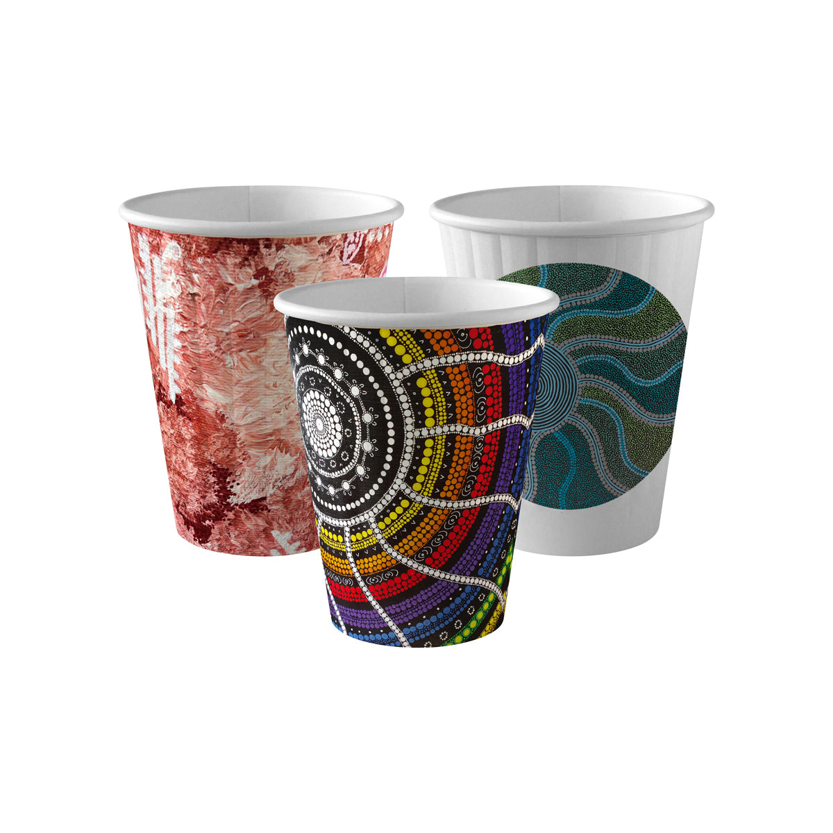 BC-8DW-CCAB-ART BioPak Double Wall Indigenous Art Series BioCup (80mm) 255ml / 8oz Native Wholesale Hospitality Supplies Canberra