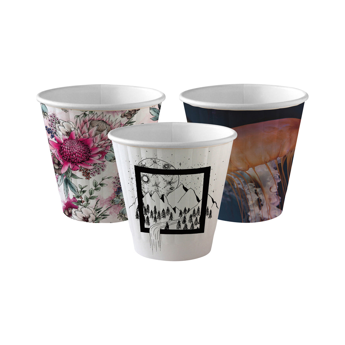 BC-8DW(90)-ART BioPak Double Wall Art Series BioCup (90mm) 295ml / 8oz Native Wholesale Hospitality Supplies Canberra