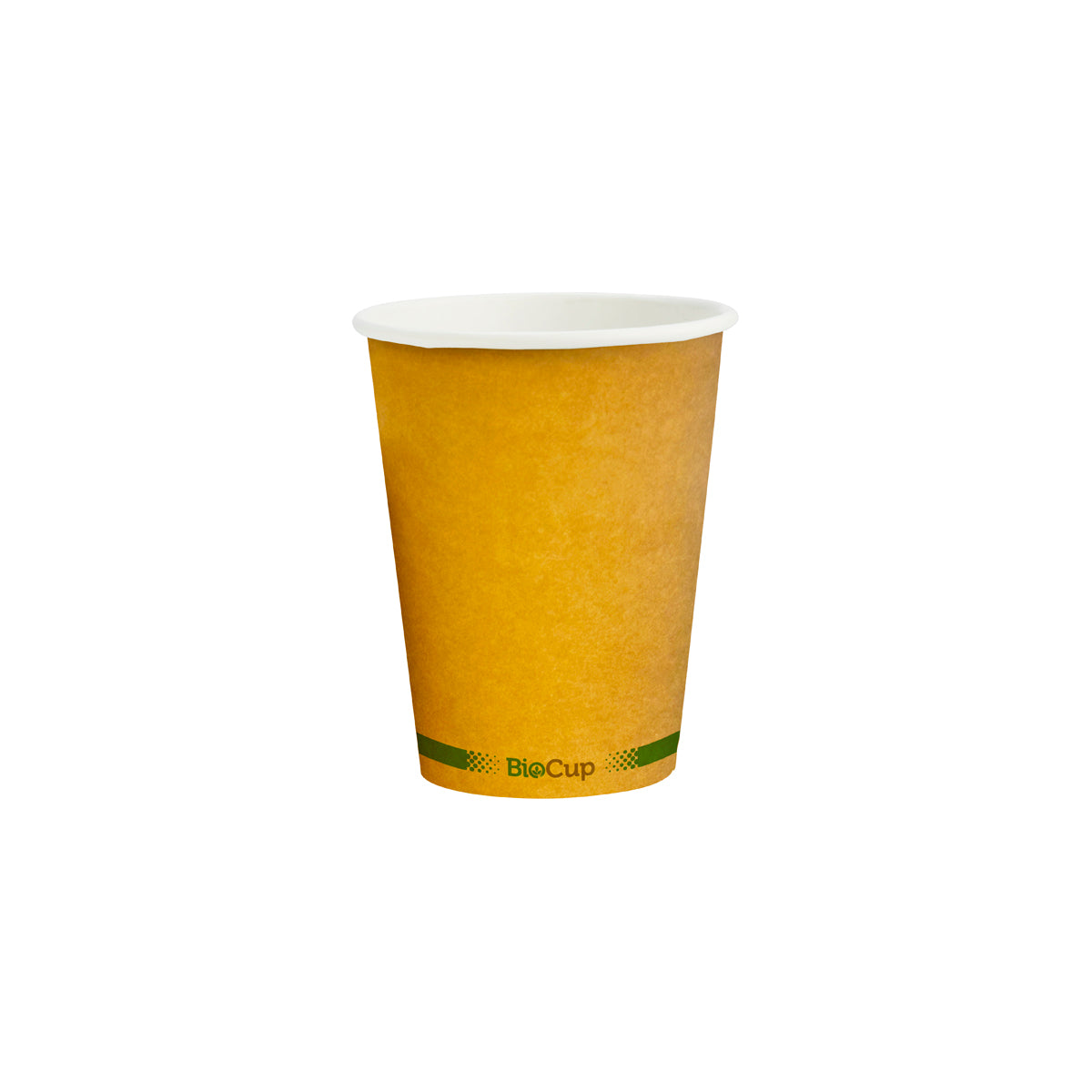 BCK-12-GS-V2 BioPak Single Wall Green Stripe Kraft BioCup (90mm) 390ml / 12oz Native Wholesale Hospitality Supplies Canberra