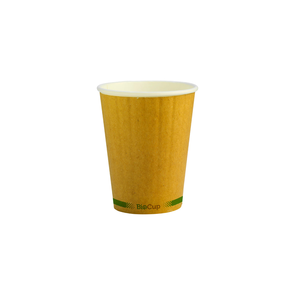 BCK-12DW-GS-V2 BioPak Double Wall Green Stripe Kraft BioCup (90mm) 390ml / 12oz Native Wholesale Hospitality Supplies Canberra