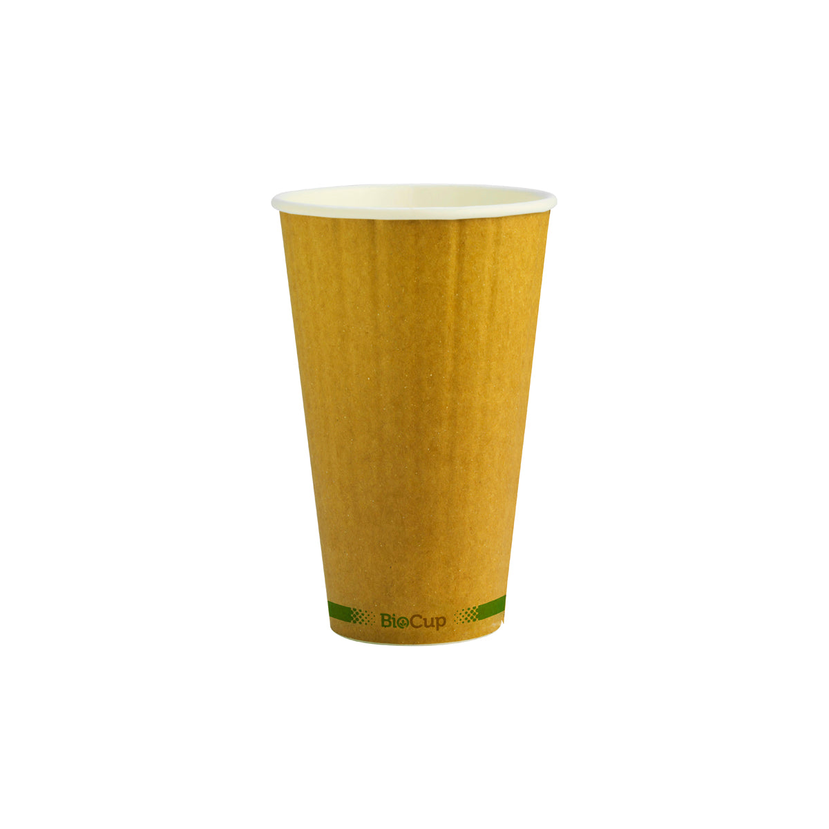 BCK-16DW-GS-V2 BioPak Double Wall Green Stripe Kraft BioCup (90mm) 460ml / 16oz Native Wholesale Hospitality Supplies Canberra