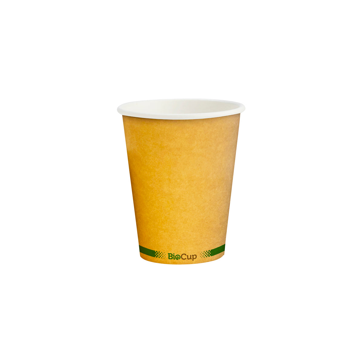 BCK-8-GS-V2 BioPak Single Wall Green Stripe Kraft BioCup (80mm) 280ml / 8oz Native Wholesale Hospitality Supplies Canberra