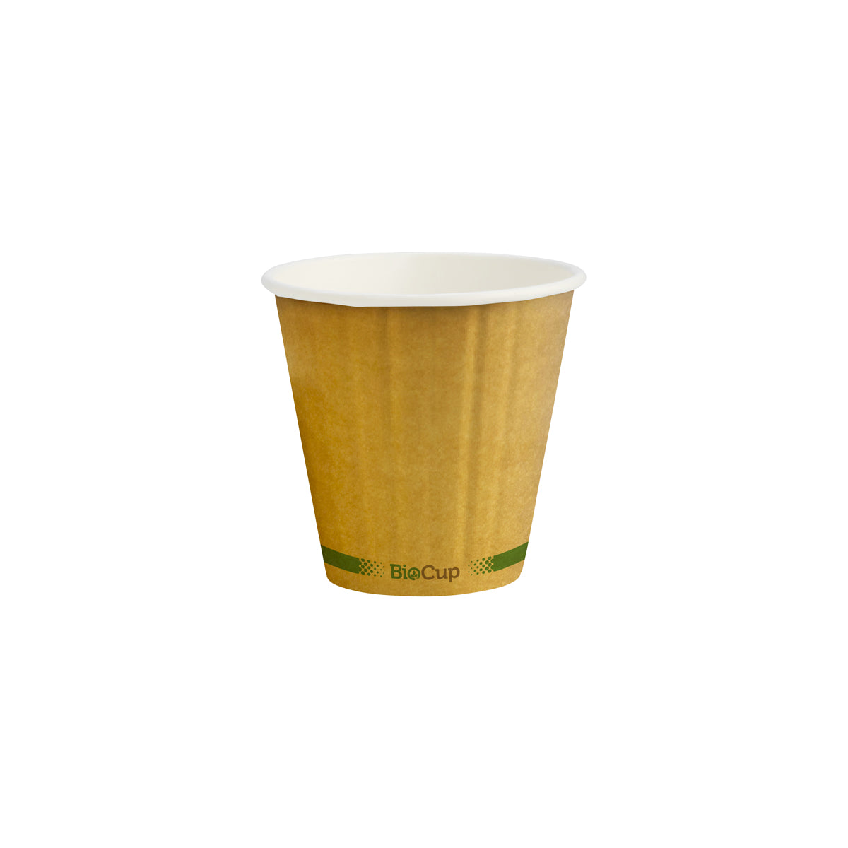 BCK-8DW-GS-90-V2 BioPak Double Wall Green Stripe Kraft BioCup (90mm) 295ml / 8oz Native Wholesale Hospitality Supplies Canberra