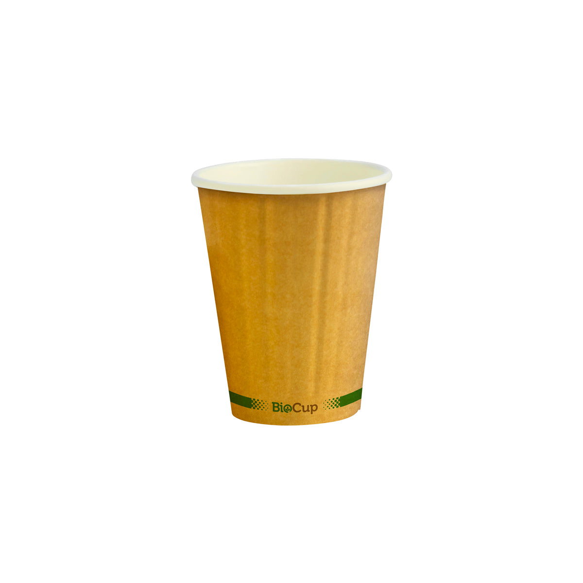 BCK-8DW-GS-V2 BioPak Double Wall Green Stripe Kraft BioCup (80mm) 255ml / 8oz Native Wholesale Hospitality Supplies Canberra