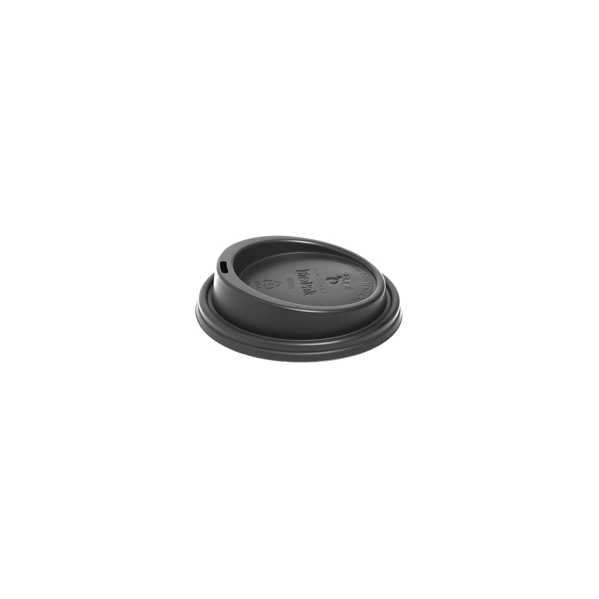 BP.BCL-12PLA-B BioPak 90mm BioCup Black CPLA Lid Native Wholesale Hospitality Supplies Canberra