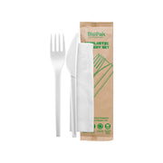 GD-6.5AKFN-B BioPak CPLA BioPlastic Fork, Knife & Napkin Set 165mm Native Wholesale Hospitality Supplies Canberra