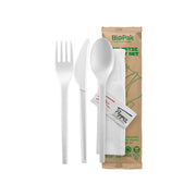 GD-6.5AKFSNSP-B BioPak CPLA BioPlastic Fork, Knife, Spoon, Napkin, Salt & Pepper Set 165mm Native Wholesale Hospitality Supplies Canberra