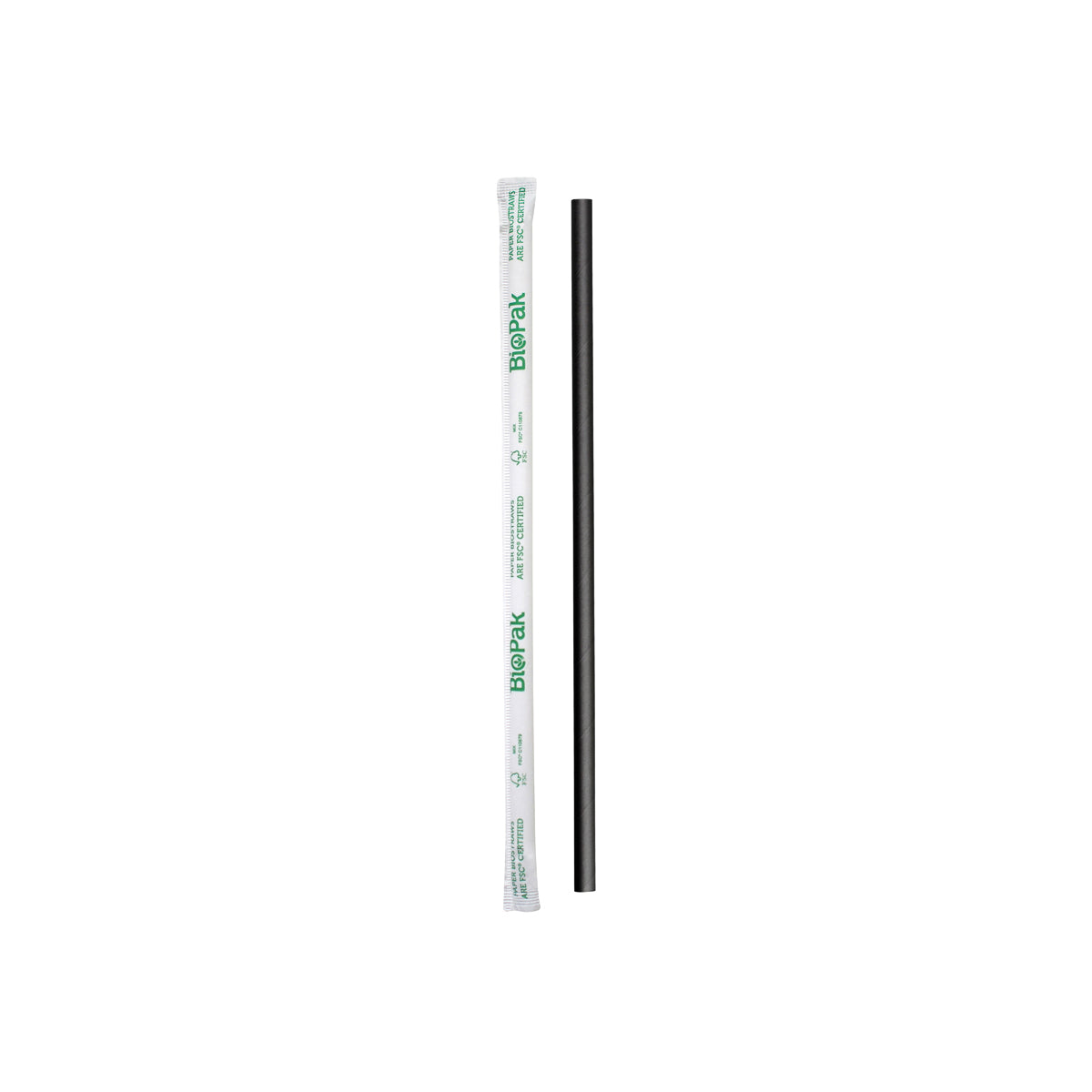 JP-PBS-6X197-IPW-B BioPak Regular BioStraw Paper Black Individually Wrapped 6x197mm Native Wholesale Hospitality Supplies Canberra