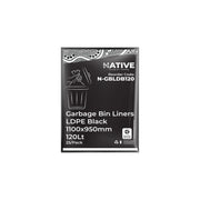 Native Garbage Bin Liners Low Density Polyethylene Black 1100x950mm / 120Lt Native Wholesale Canberra