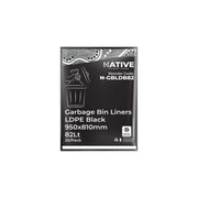 Native Garbage Bin Liners Low Density Polyethylene Black 950x810mm / 82Lt Native Wholesale Canberra